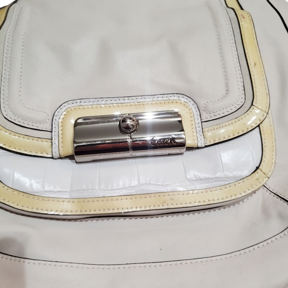 NWT Coach Kristin Spectator Bag Leather Exotic Croc Embossed Off White $… - Picture 6 of 14